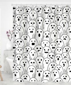 Halloween Decoration Skull Skeleton Shower Curtain for Bathroom