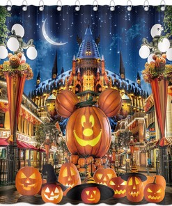 Halloween Pumpkin Shower Curtain by DePhoto for Spooky Bathroom Decor