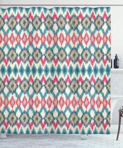 Handmade Triangle Boho Shower Curtain - Asian Bathroom Decor