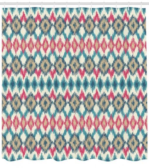 Handmade Triangle Boho Shower Curtain - Asian Bathroom Decor - Image 2