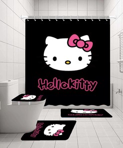 Happy Cartoon Hello Kitty Bathroom Shower Curtain