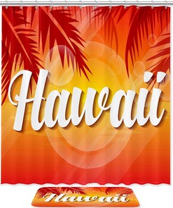 Hawaii Sunset Shower Curtain for Bathroom Decor in Waterproof Fabric