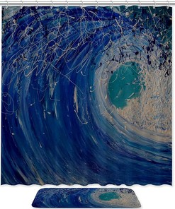 Hawaii Wave Bathroom Shower Curtain - Waterproof Fabric