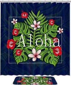 Hawaiian Aloha Tropischen Bathroom Shower Curtain - Waterproof Fabric
