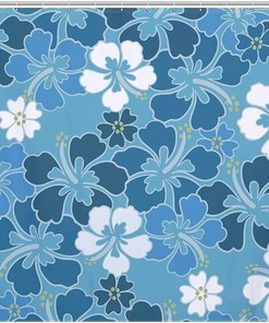 Hawaiian Flowers Bathroom Shower Curtain Fabric Liner