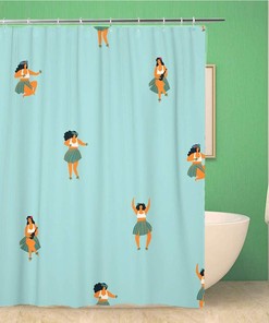 Hawaiian Hula Dancers Girl Dance Exotic Shower Curtain, Waterproof Fabric, Bathroom Decor