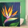Hawaiian Strelitzia Bird of Paradise Exotic Flower Shower Curtain - Botanical Illustration Color Bathroom Decor