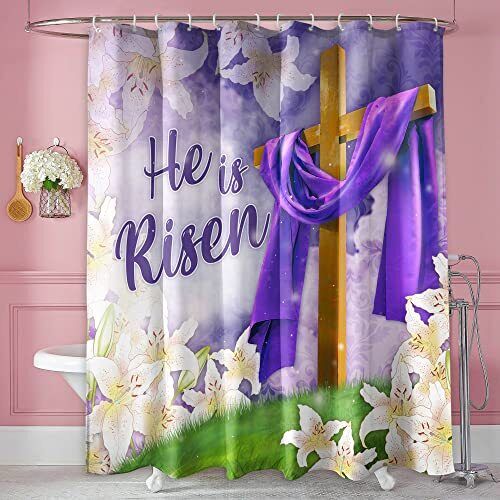 He Is Risen Easter Shower Curtain Bathroom Decor - Image 2