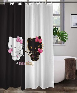 Hello Cat Cartoon Shower Curtain of Arataki Itto- Perfect for Bathroom Use