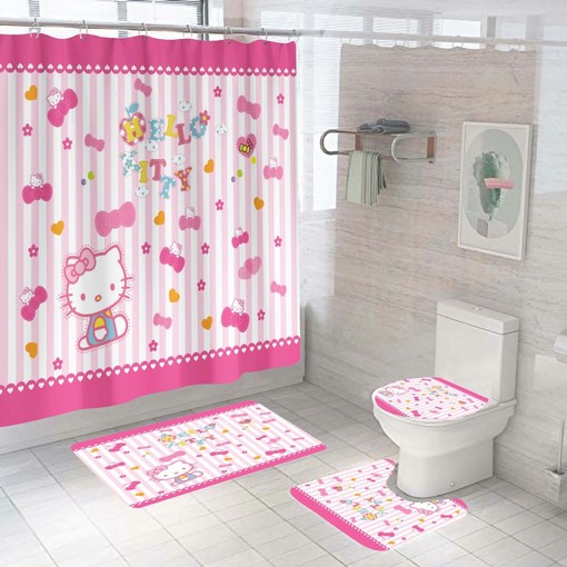 Hello Kitty Botanical Shower Curtain - Adorable Addition to Your Bathroom Set