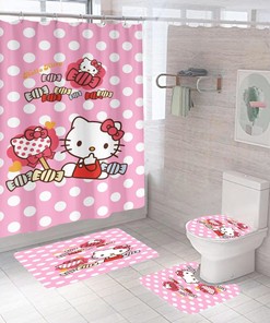 Hello Kitty Candy Waterproof Shower Curtain - Cute Bathroom Decor