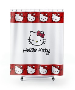 Hello Kitty Cartoon Characters Shower Curtain, Cute Bathroom Decor