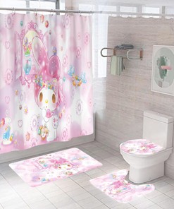 Hello Kitty Castle Waterproof Shower Curtain for Fantasy Bathroom Decor