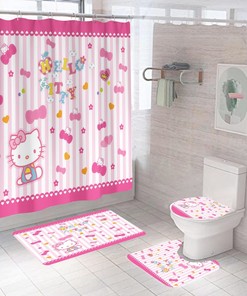 Hello Kitty Waterproof Shower Curtain, Cute Bathroom Decor
