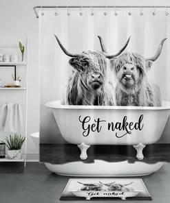 Highland Cow Farm Tub Get Naked Shower Curtain for a Quirky Bathroom