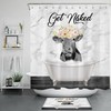 Highland Cow Floral Shower Curtain for Farmhouse Bathroom Decor