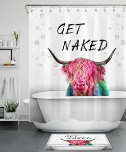 Highland Cow Funny Animal Shower Curtain - Bathroom Design