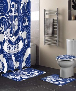 Hope is the Anchor of the Soul Shower Curtain with Navy White Print for an Encouraging Bathroom Decor
