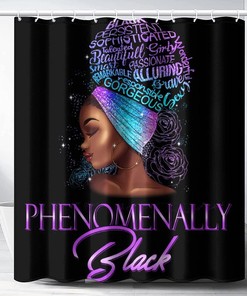 Inspirational African American Woman Afro Lady Shower Curtain for Bathroom Decor
