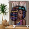 Inspirational Black Girl Shower Curtain with Watercolor Drips for Afro American Bathroom