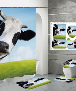 Interesting Cows Graffiti Shower Curtain for a Playful and Funky Bathroom Decor