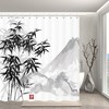 Japanese Ink Painting Bamboo and Mountain Shower Curtain - Home Decor Bathroom Curtain