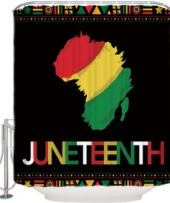 Juneteenth American Freedom Day Africa Ethnic Shower Curtain with Reinforced Buttonholes for Bathroom Showers