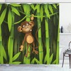 Jungle Monkey Fabric Shower Curtain, Wildlife Illustration Print, Bathroom Decor, Home Decor Brown/Green