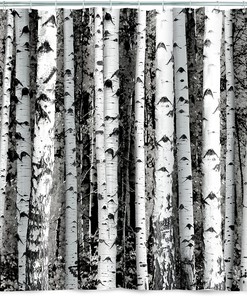 Kikkerland Birch Shower Curtain - Natural Bathroom Decor