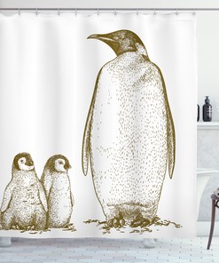 King and Baby Penguin Shower Curtain for Bathroom Decor - Animal Print