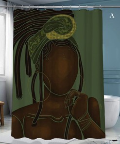 Lady Boss African American Girl Shower Curtain - Decorative Bath Curtain for Your Home