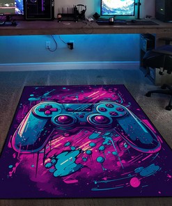 Large Gaming Rugs for Gaming Room, Teen Boys' Bedroom, Game Controller Design, Full Size