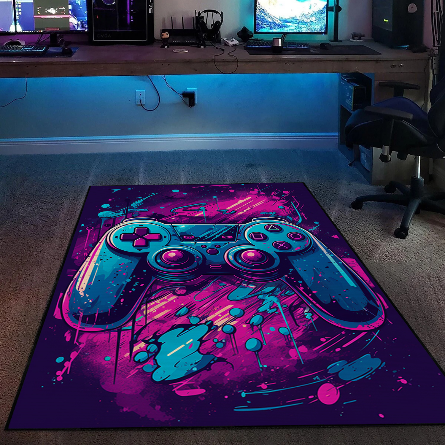 Large Gaming Rugs for Gaming Room, Teen Boys' Bedroom, Game Controller