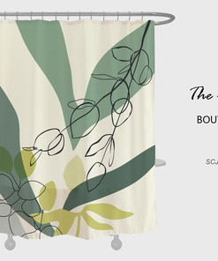 Leaves Shower Curtain - Art Heavy Duty Fabric Waterproof Bathroom Decor in Modern Style