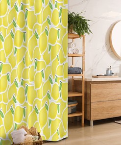 Lemon Citrus Shower Curtain, Bunch of Lemon Citrus Nature Art Print, Fabric Bathroom Decor
