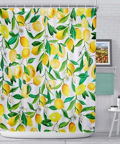 Lemon Fruit Shower Curtain - Waterproof Fabric for Bathroom Home Decor Washable Curtain