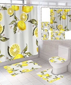 Lemon Shower Curtain and Cover Set for Refreshing Bathroom Decor