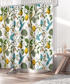 Lemon Tree Branches Shower Curtain for Bathroom Decor