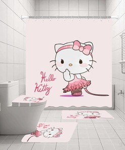 Lovely Princess Hello Kitty Cat Shower Curtain for Your Bathroom