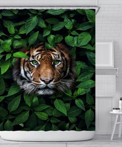 Lovely Tiger Head Shower Curtain for Bathroom Decor