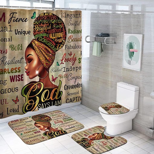 Magic Afro Girl Black Shower Curtain for Empowering and Inspirational Bathroom Decor