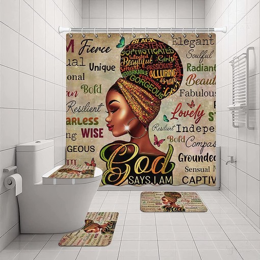 Magic Afro Girl Black Shower Curtain for Empowering and Inspirational Bathroom Decor - Image 2