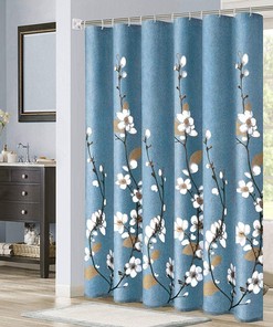 Magnolia Chic Microfiber Fabric Shower Curtain with Waterproof Stall Curtains for Elegant Bathroom Decor