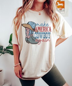 Make America Cowboy Again 4th of July T-Shirt - Celebrate Independence Day with Western Style