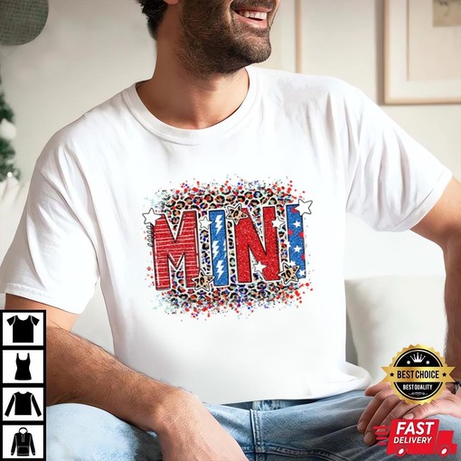 Matching Mommy and Kid Patriotic T-Shirt with Leopard Print Design - Image 2