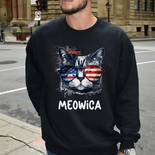 Meowica 4th Of July Tee for Cat Lovers