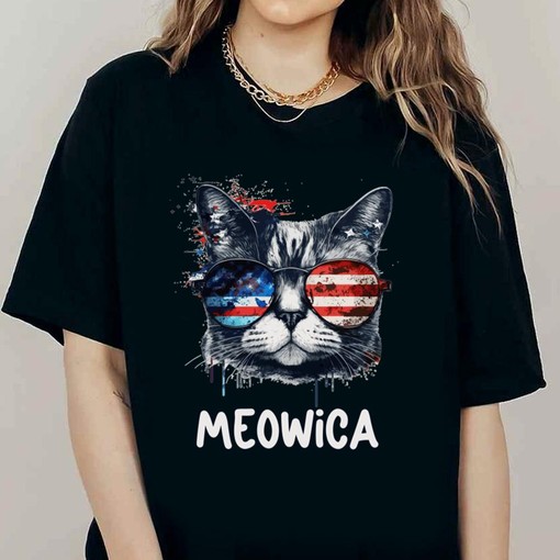 Meowica 4th Of July Tee for Cat Lovers - Image 3