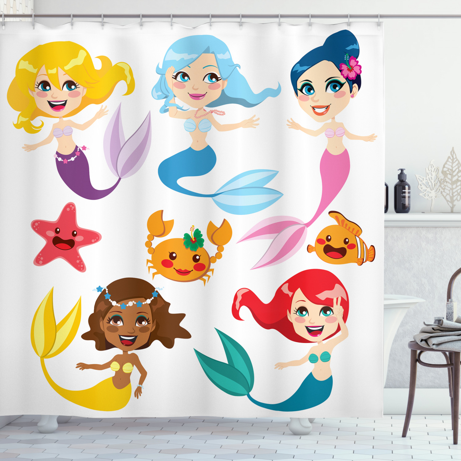 Mermaids Sea Friends Shower Curtain Perfect for Your Under the Sea