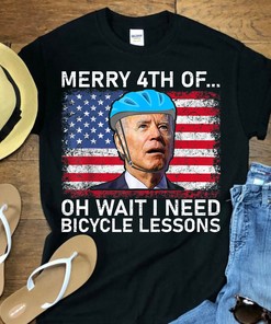 Merry 4th of July Bicycle Lessons Biden T-Shirt - Celebrate Independence Day with Humor and Fun