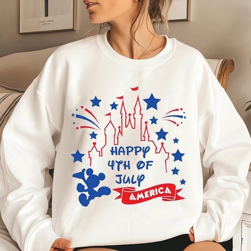 Mickey Castle Disney Style 4th Of July Tee with Patriotic Design - Image 4